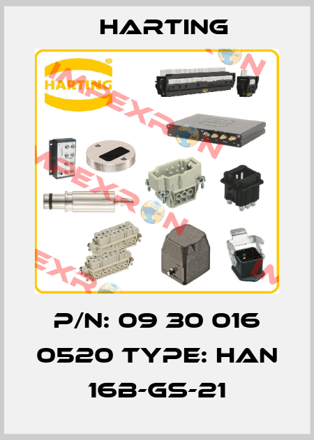 P/N: 09 30 016 0520 Type: Han 16B-GS-21 Harting