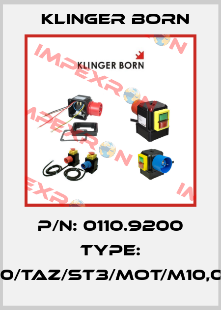 P/N: 0110.9200 Type: K900/TAZ/ST3/Mot/M10,0A/P Klinger Born