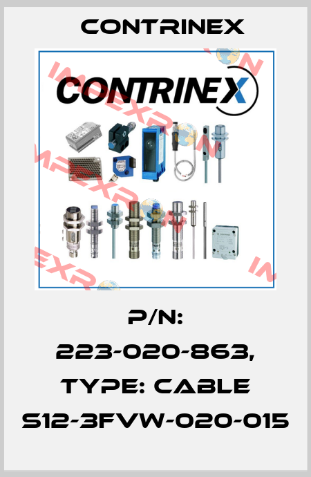 p/n: 223-020-863, Type: CABLE S12-3FVW-020-015 Contrinex