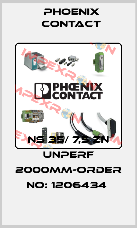 NS 35/ 7,5 ZN UNPERF 2000MM-ORDER NO: 1206434  Phoenix Contact