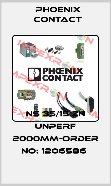 NS 35/15 ZN UNPERF 2000MM-ORDER NO: 1206586  Phoenix Contact
