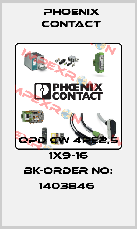 QPD CW 4PE2,5 1X9-16 BK-ORDER NO: 1403846  Phoenix Contact