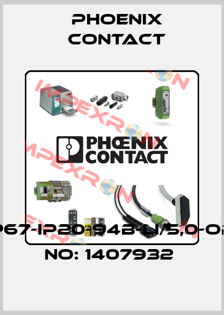 VS-IP67-IP20-94B-LI/5,0-ORDER NO: 1407932  Phoenix Contact