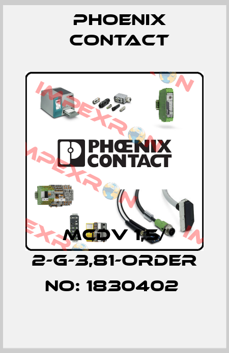 MCDV 1,5/ 2-G-3,81-ORDER NO: 1830402  Phoenix Contact