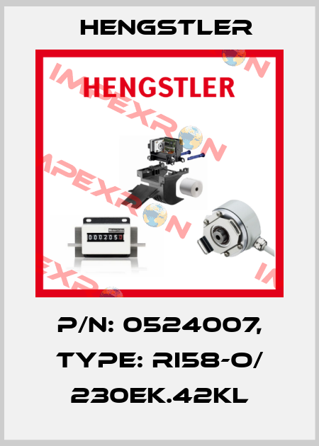 p/n: 0524007, Type: RI58-O/ 230EK.42KL Hengstler