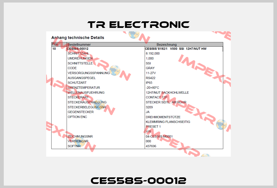 CES58S-00012 TR Electronic